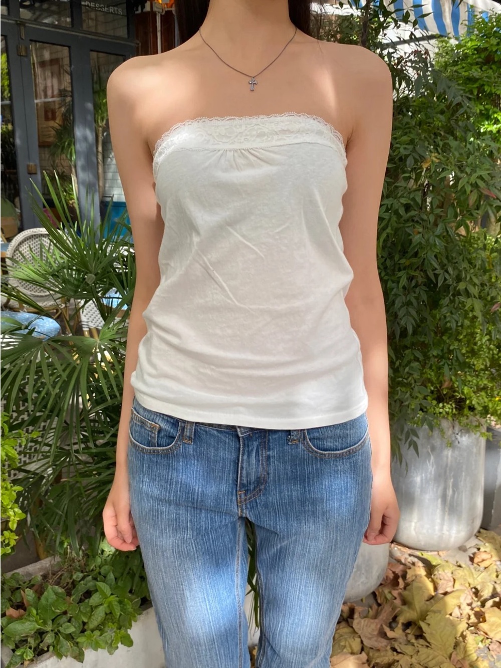 Brandy Melville White Lace tube top